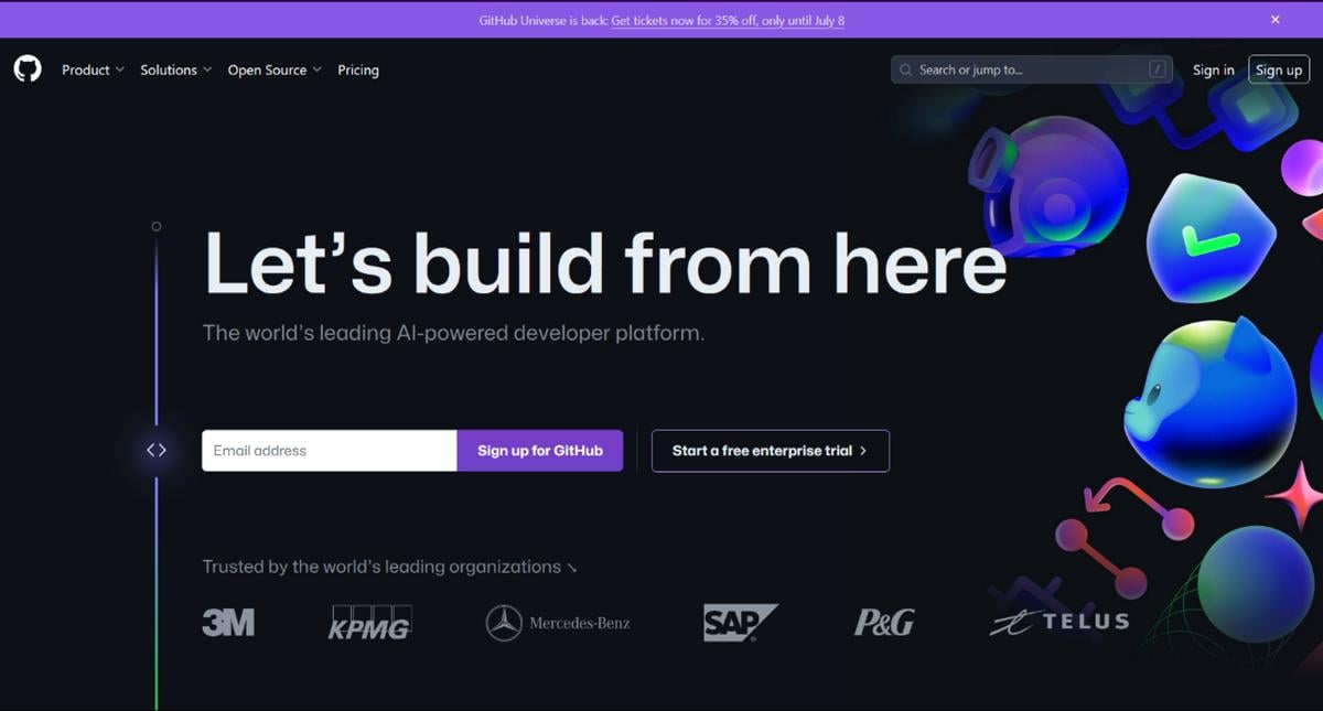 GitHub homepage
