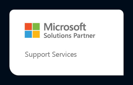 Microsoft Support Services Partner Designation Badge with blue background