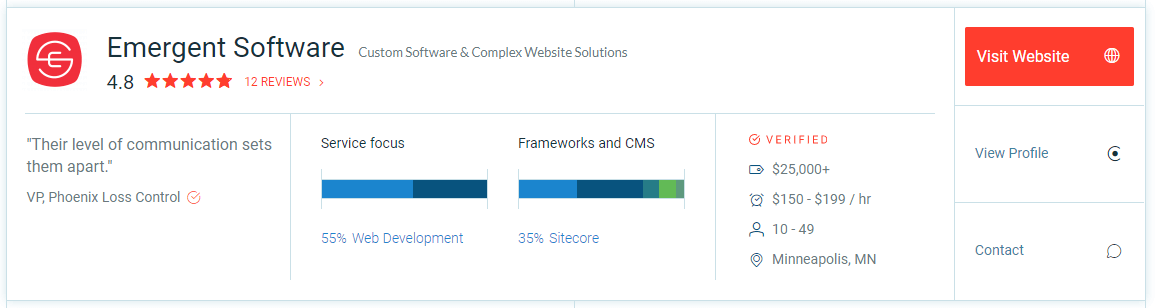 Clutch Review Profile Screenshot