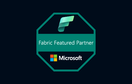 Microsoft Fabric Featured Partner Badge with blue background