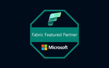 Microsoft Fabric Featured Partner Badge with blue background
